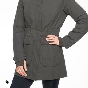 Athleta district parka coat with fur-lined hood